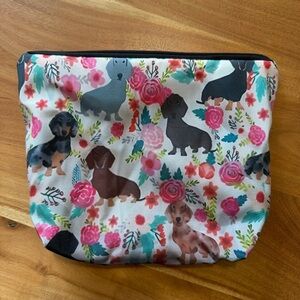 Makeup bag Floral Dachshund Print Pouch